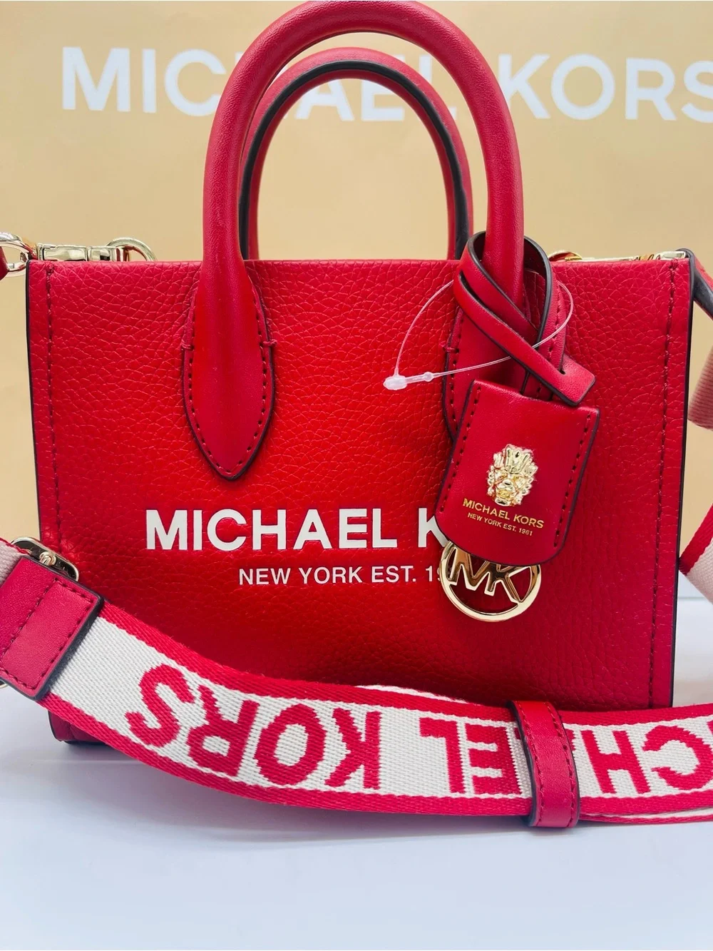 MICHAEL KORS Mirella Extra-Small XS Shopper XBody Crossbody Bag Bright Red  NWT